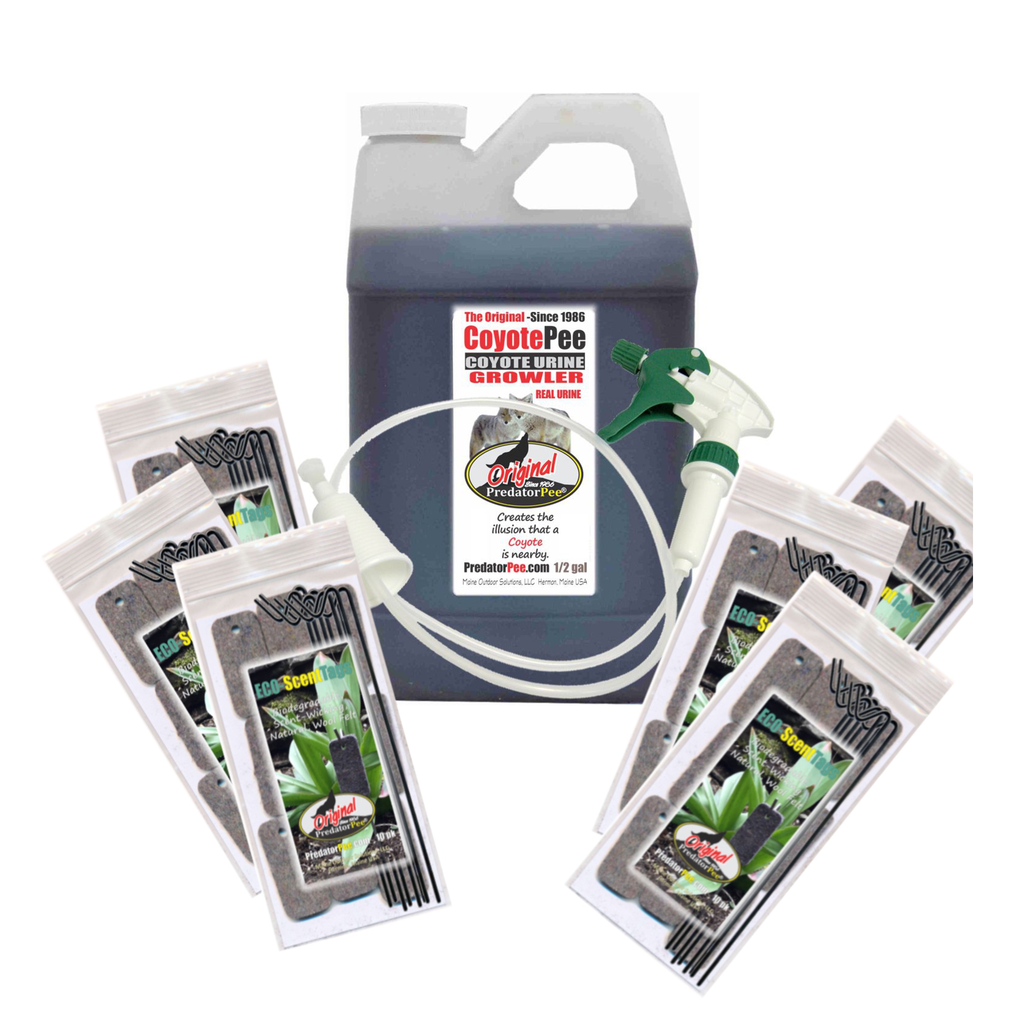 Coyote Urine Growler Combo Raccoon & Deer Repellent Spray
